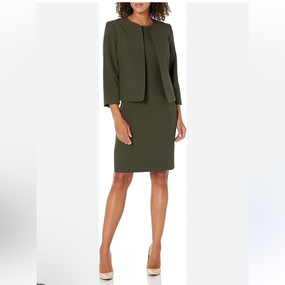 New! Le Suit Petite Suit Dress Olive Jacket